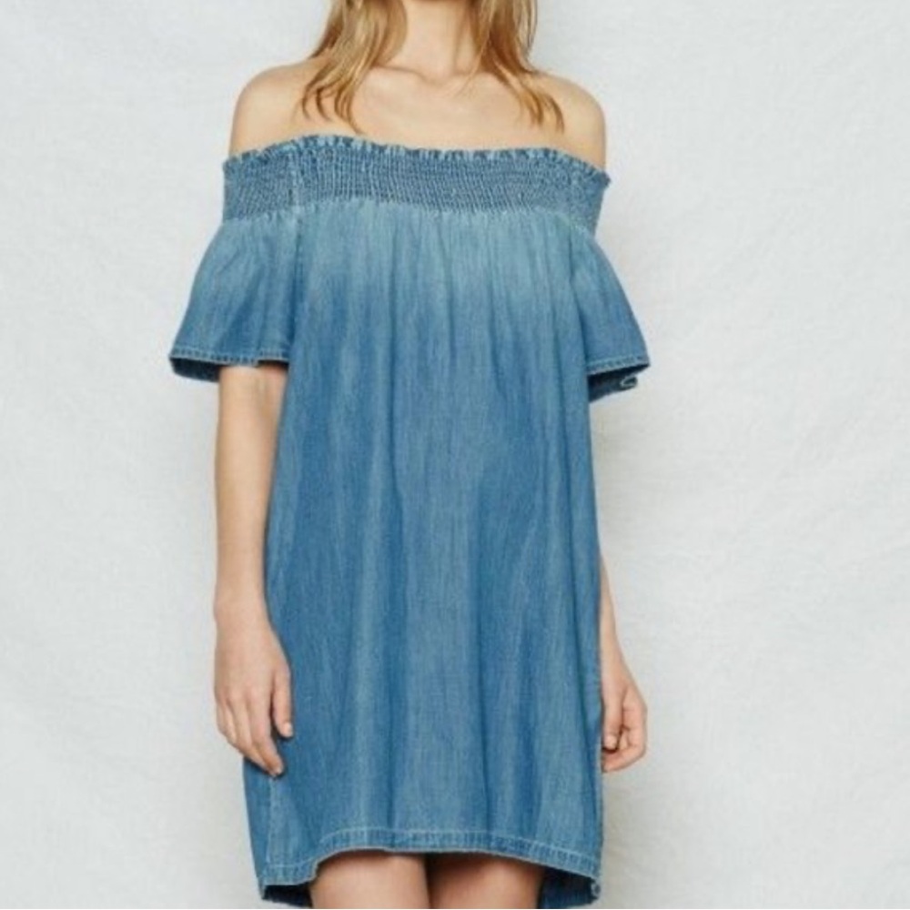 CURRENT ELLIOT••Madeline Cold Shoulder Denim Dress••size 1 (small)